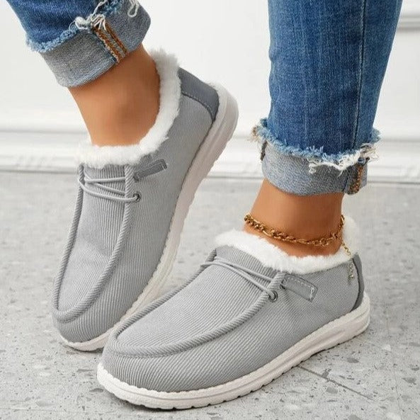 Damen Winter Slip-On Schuhe Mit Fellimitat