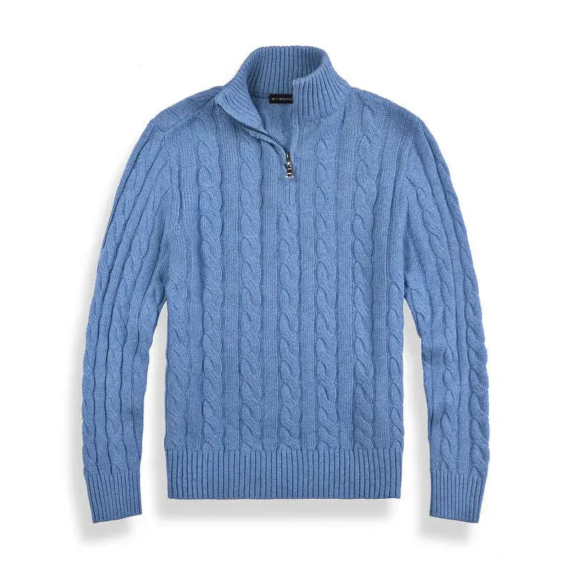Herren Strickpullover Mit Halbzip Und Hohem Kragen