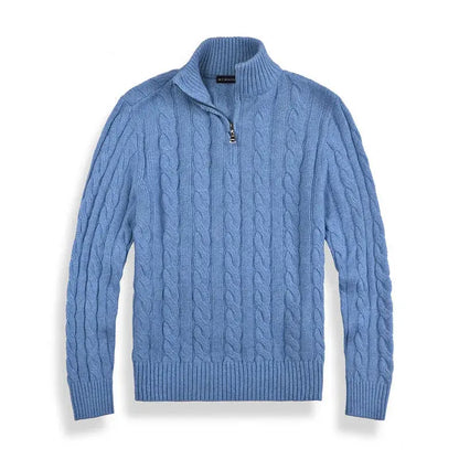 Herren Strickpullover Mit Halbzip Und Hohem Kragen