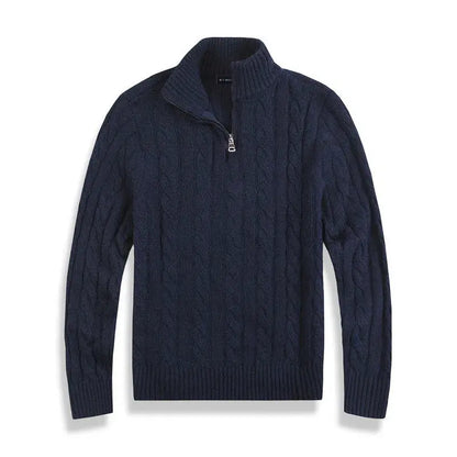 Herren Strickpullover Mit Halbzip Und Hohem Kragen