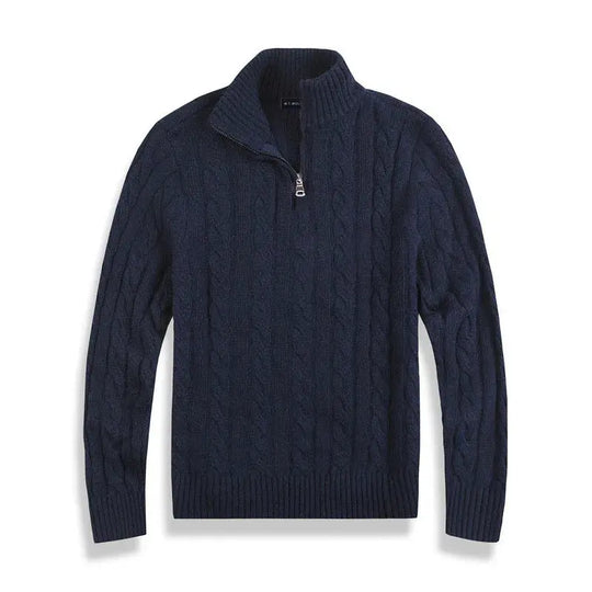 Herren Strickpullover Mit Halbzip Und Hohem Kragen