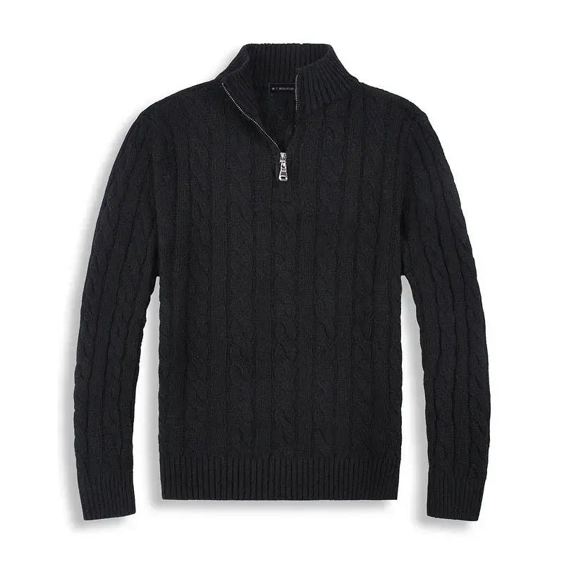 Herren Strickpullover Mit Halbzip Und Hohem Kragen