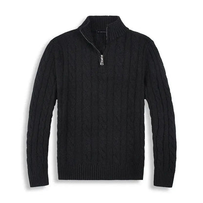 Herren Strickpullover Mit Halbzip Und Hohem Kragen