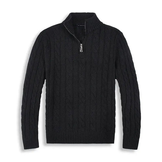 Herren Strickpullover Mit Halbzip Und Hohem Kragen