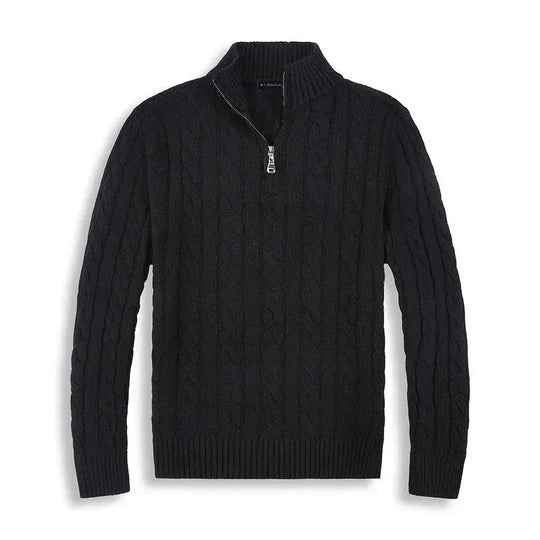 Herren Strickpullover Mit Halbzip Und Hohem Kragen
