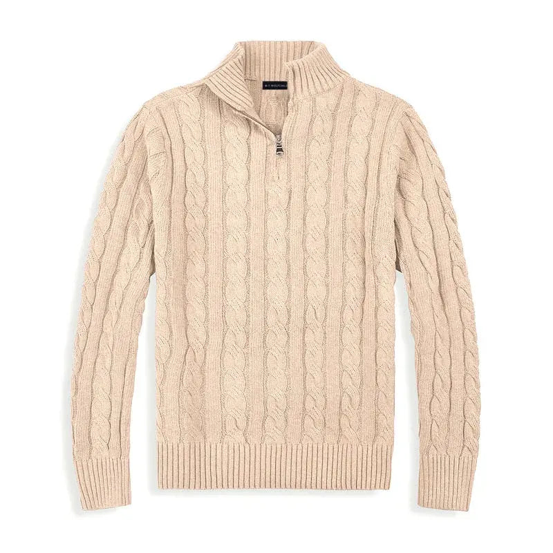 Herren Strickpullover Mit Halbzip Und Hohem Kragen