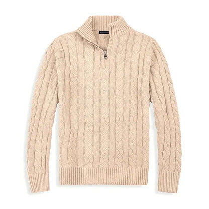 Herren Strickpullover Mit Halbzip Und Hohem Kragen
