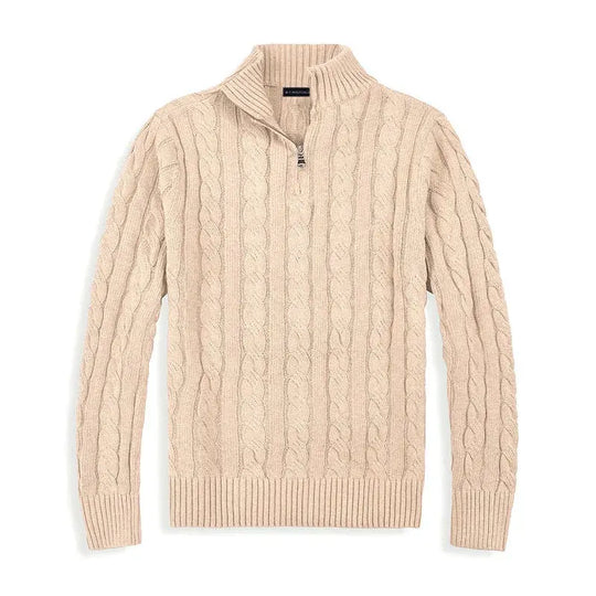 Herren Strickpullover Mit Halbzip Und Hohem Kragen