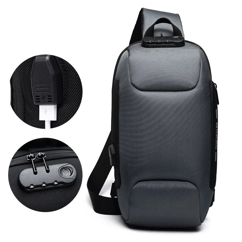Diebstahlsichere Crossbody-Tasche mit USB-Anschluss für Damen