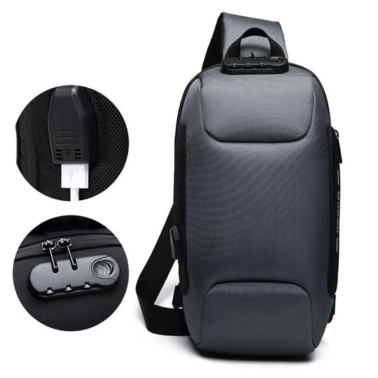 Diebstahlsichere Crossbody-Tasche mit USB-Anschluss für Damen