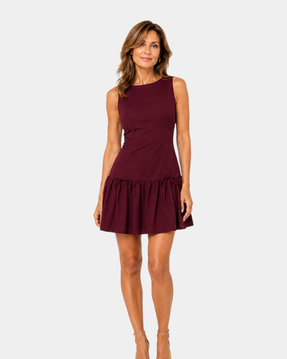 Damen A Linie Kleid Plissiert Ärmellos