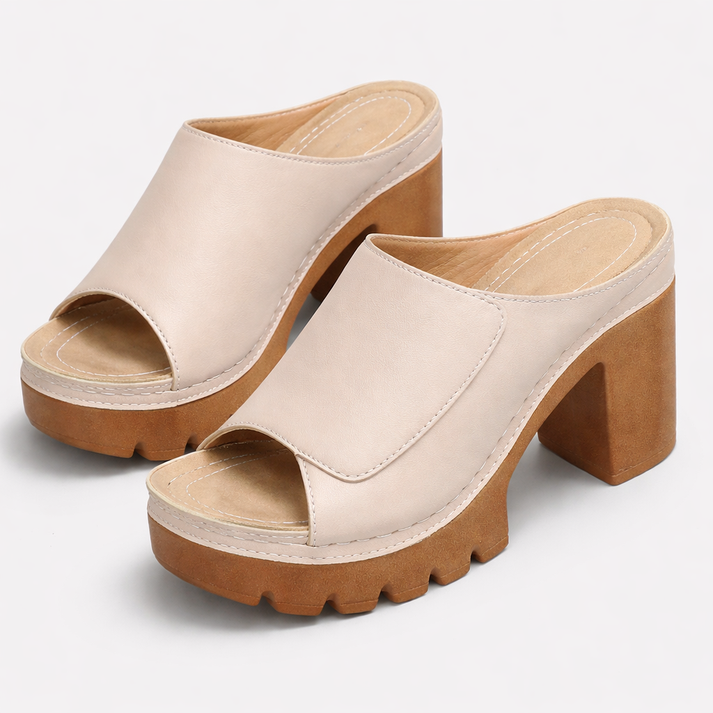Damen Plateau Heels Mit Blockabsatz