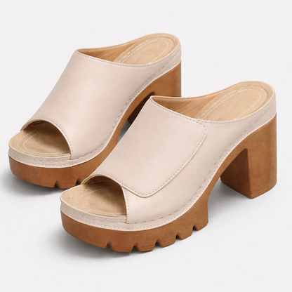 Damen Plateau Heels Mit Blockabsatz
