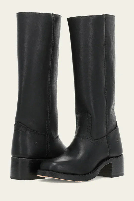 Damen Lederstiefel Mit Blockabsatz Im Klassischen Design
