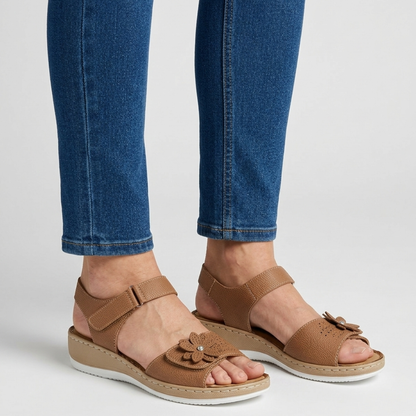 Damensandalen mit Blumenmuster und hohem Komfort