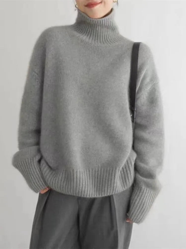 Damen Kaschmir Rollkragenpullover Mit Klassischem Design