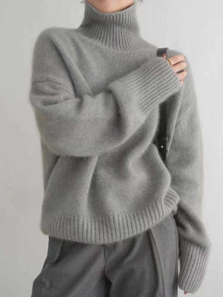Damen Kaschmir Rollkragenpullover Mit Klassischem Design