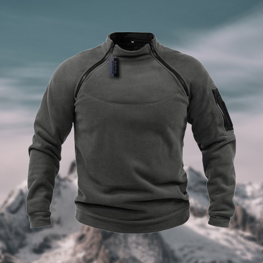 Herren Fleece Pullover Mit Stehkragen Und Taschen