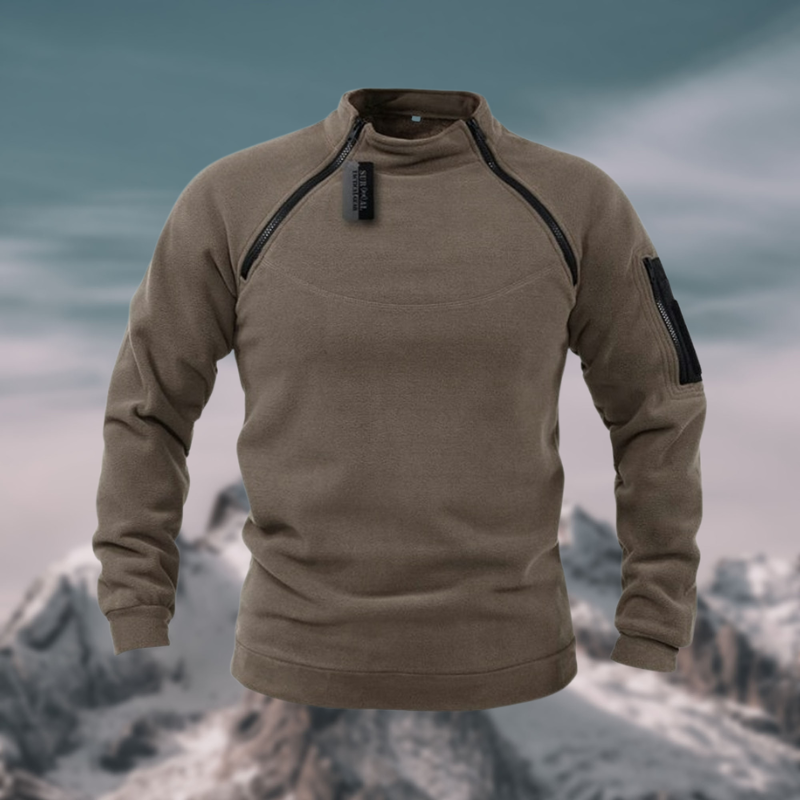 Herren Fleece Pullover Mit Stehkragen Und Taschen