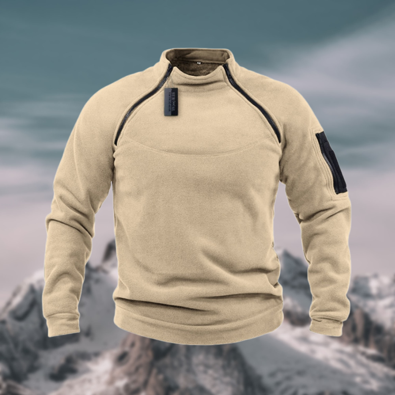 Herren Fleece Pullover Mit Stehkragen Und Taschen