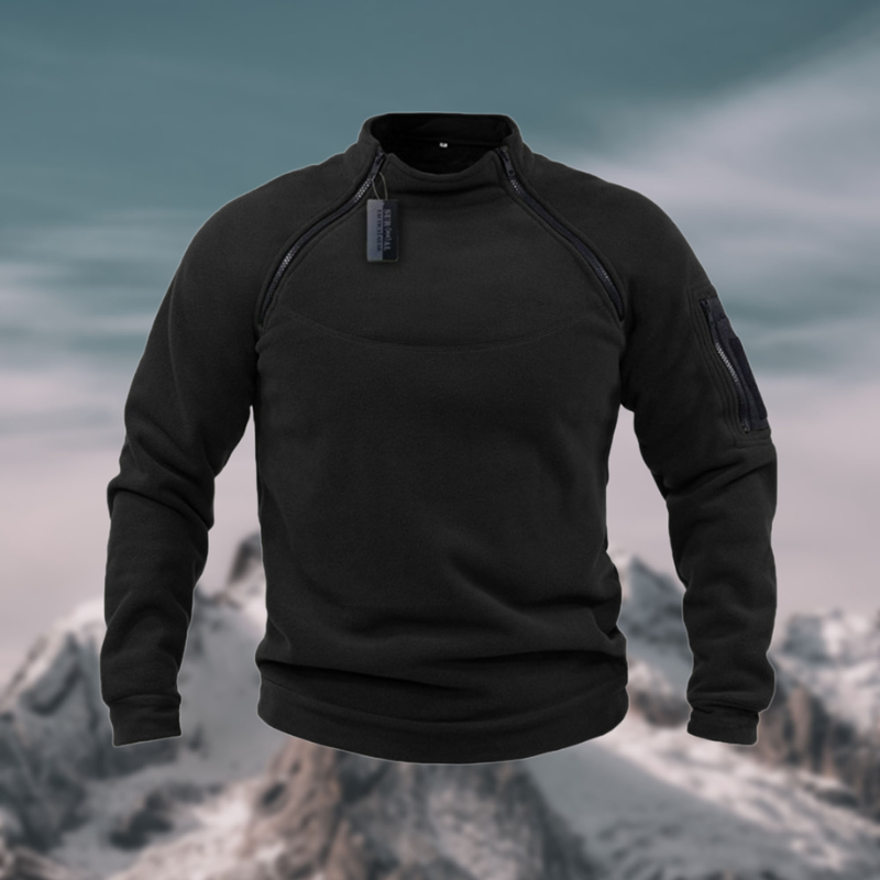 Herren Fleece Pullover Mit Stehkragen Und Taschen