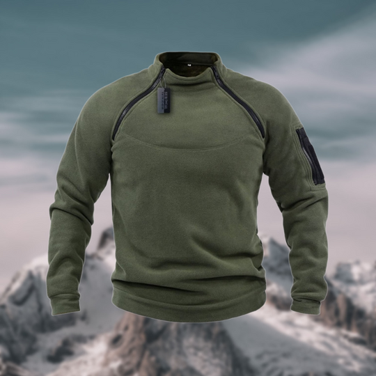Herren Fleece Pullover Mit Stehkragen Und Taschen