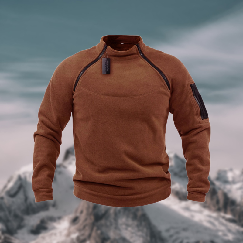 Herren Fleece Pullover Mit Stehkragen Und Taschen