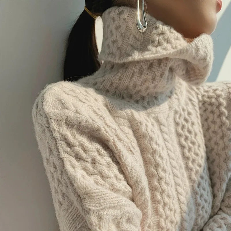 Damen Strickpullover Mit Zopfmuster