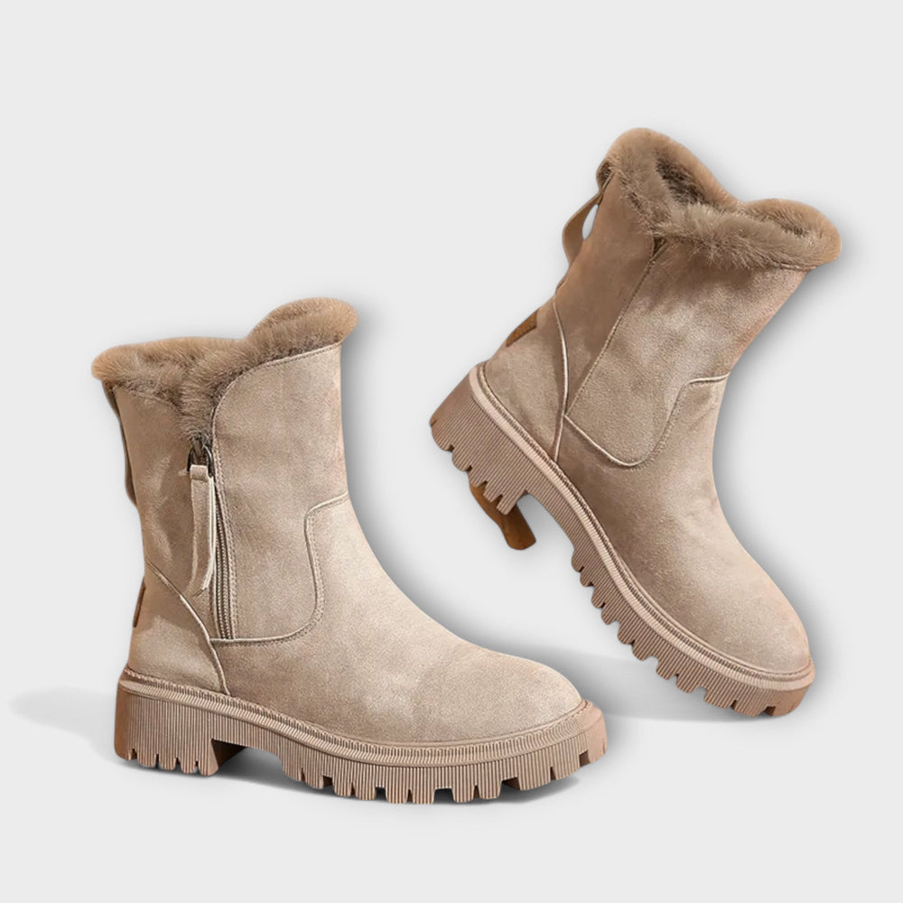 Damen Stiefel Mit Reißverschluss Und Kuschelfutter