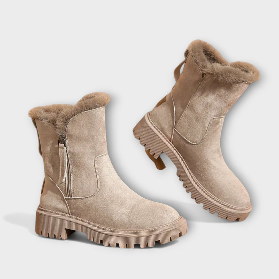 Damen Stiefel Mit Reißverschluss Und Kuschelfutter
