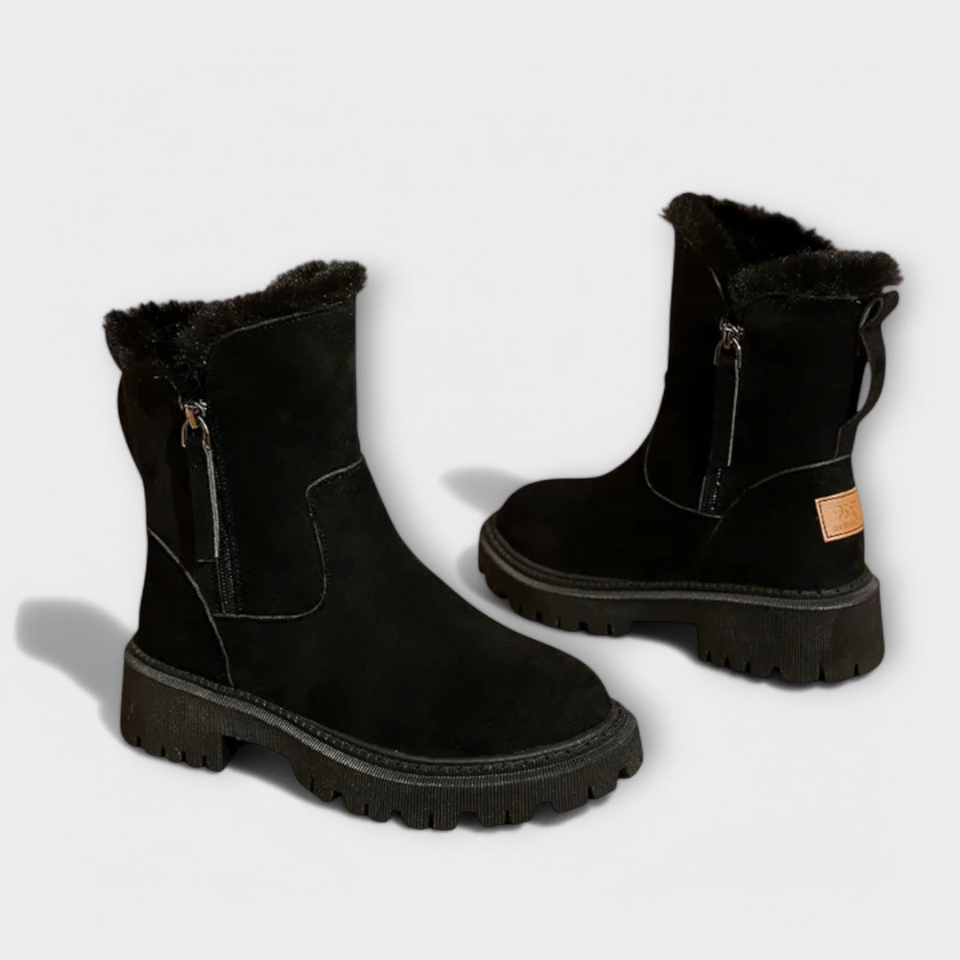 Damen Stiefel Mit Reißverschluss Und Kuschelfutter