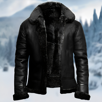 Herren Lederjacke mit klassischem Kragen, strapazierfähig