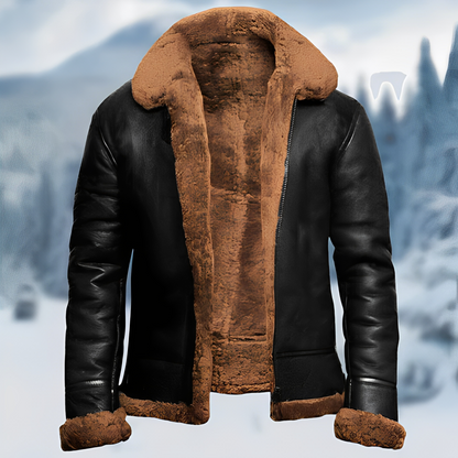 Herren Lederjacke mit klassischem Kragen, strapazierfähig