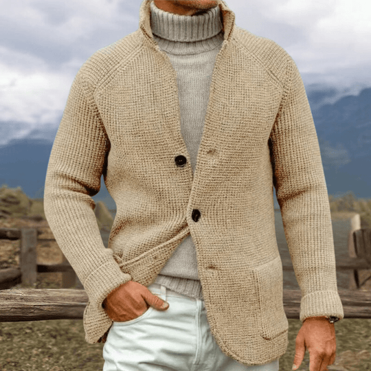 Herren Strickjacke Mit Grober Strickoptik