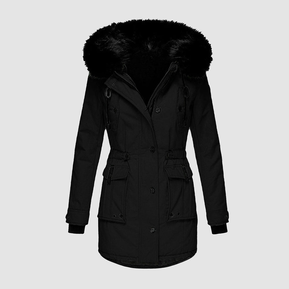 Damen Winterjacke Mit Fleecefutter Und Kapuze