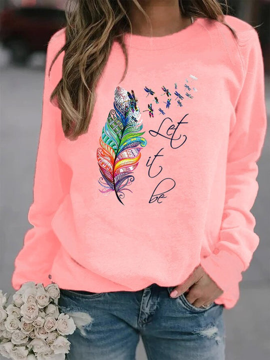 Damen Pullover Mit Feder Motiv
