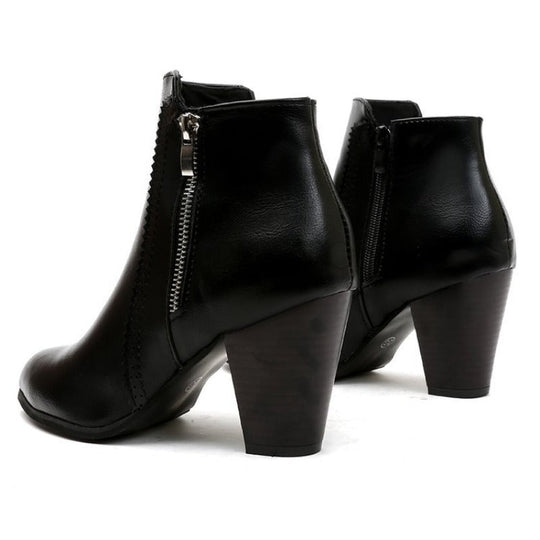 Damen Stiefeletten Mit Blockabsatz Und Reißverschluss