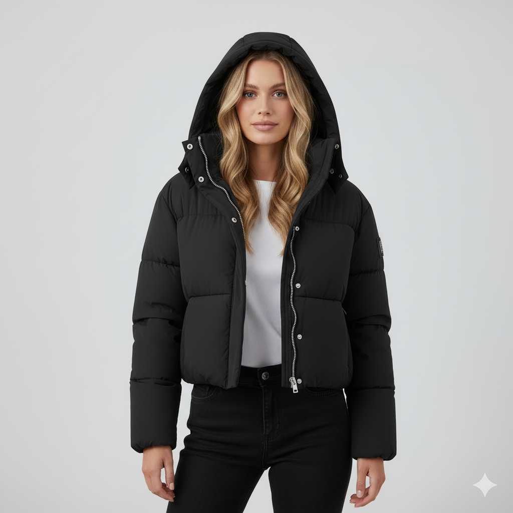 Damen Steppjacke Mit Kapuze Und Modernem Design