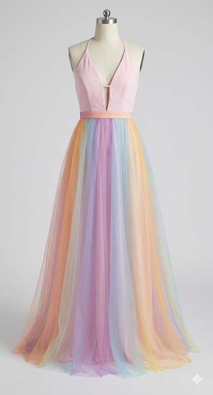 Damen Spaghettiträger Kleid mit dünnen Trägern und buntem Print