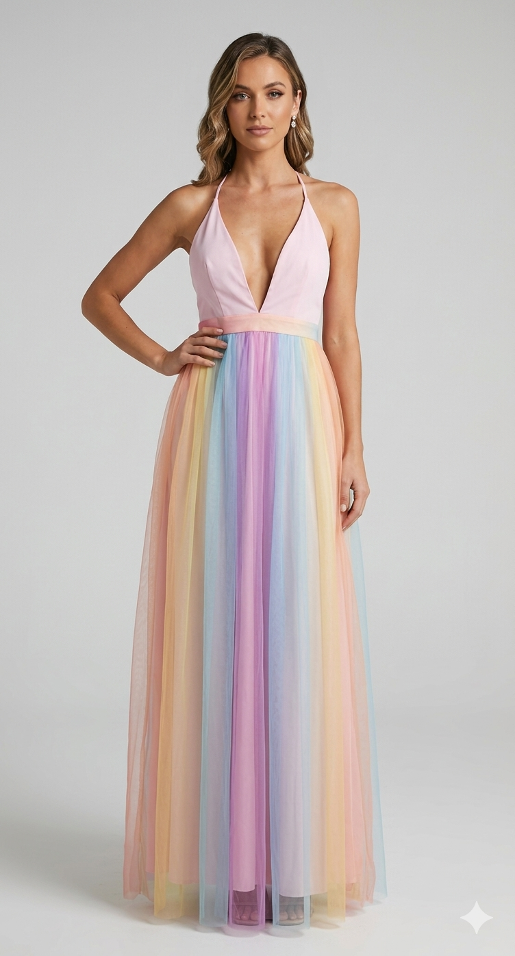 Damen Sommerkleid mit Spaghettiträgern und farbenfrohem Design