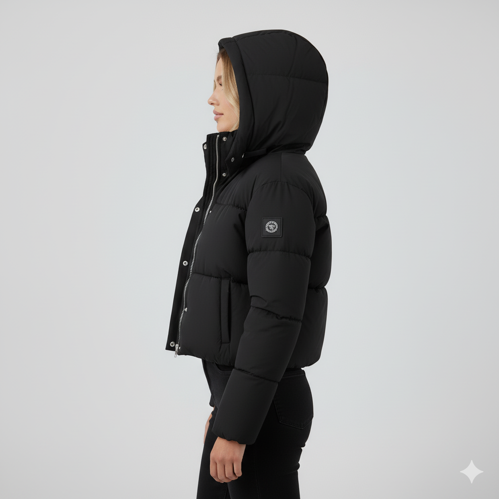 Damen Steppjacke Mit Kapuze Und Modernem Design