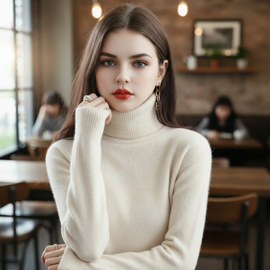 Rollkragenpullover mit Klarem Design für Damen