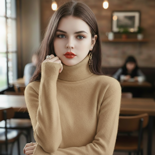 Rollkragenpullover mit Klarem Design für Damen