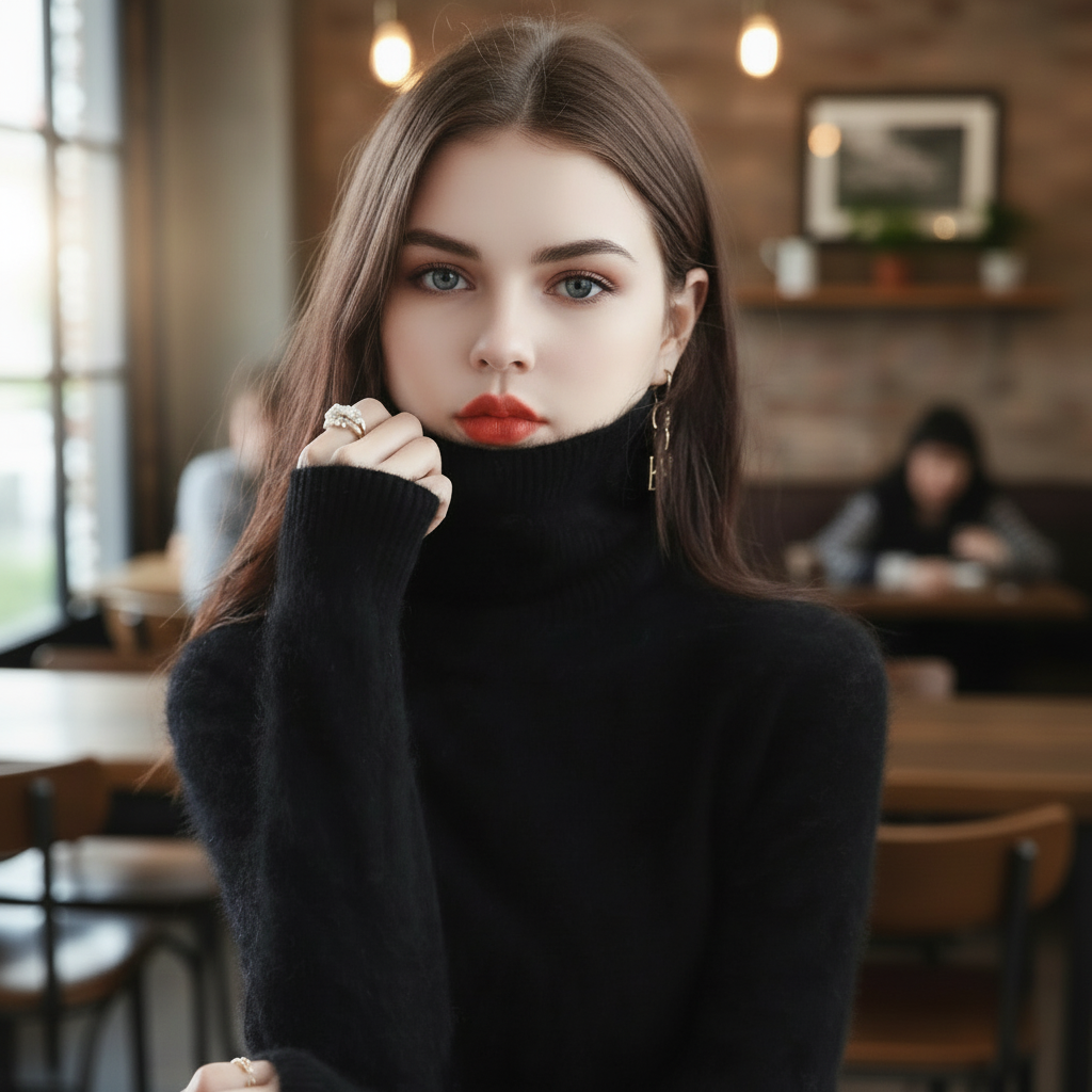 Rollkragenpullover mit Klarem Design für Damen