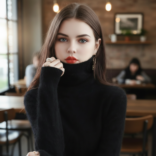 Rollkragenpullover mit Klarem Design für Damen