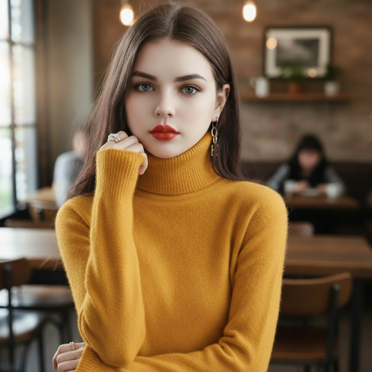 Rollkragenpullover mit Klarem Design für Damen