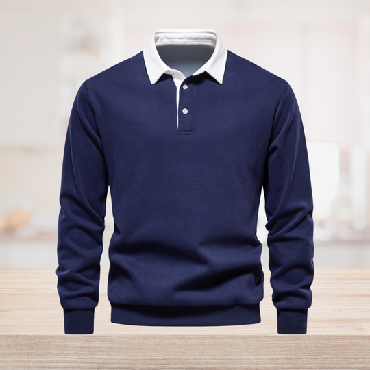 Herren Polo Shirt Langarm Mit Klassischem Kragen