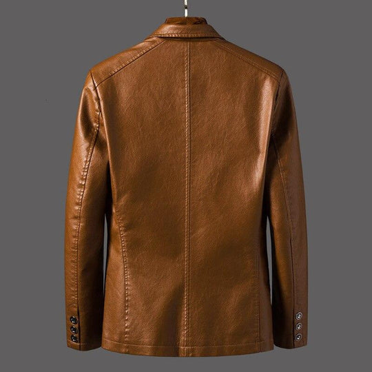 Herren Blazerjacke Im Lederlook Mit Modernem Schnitt