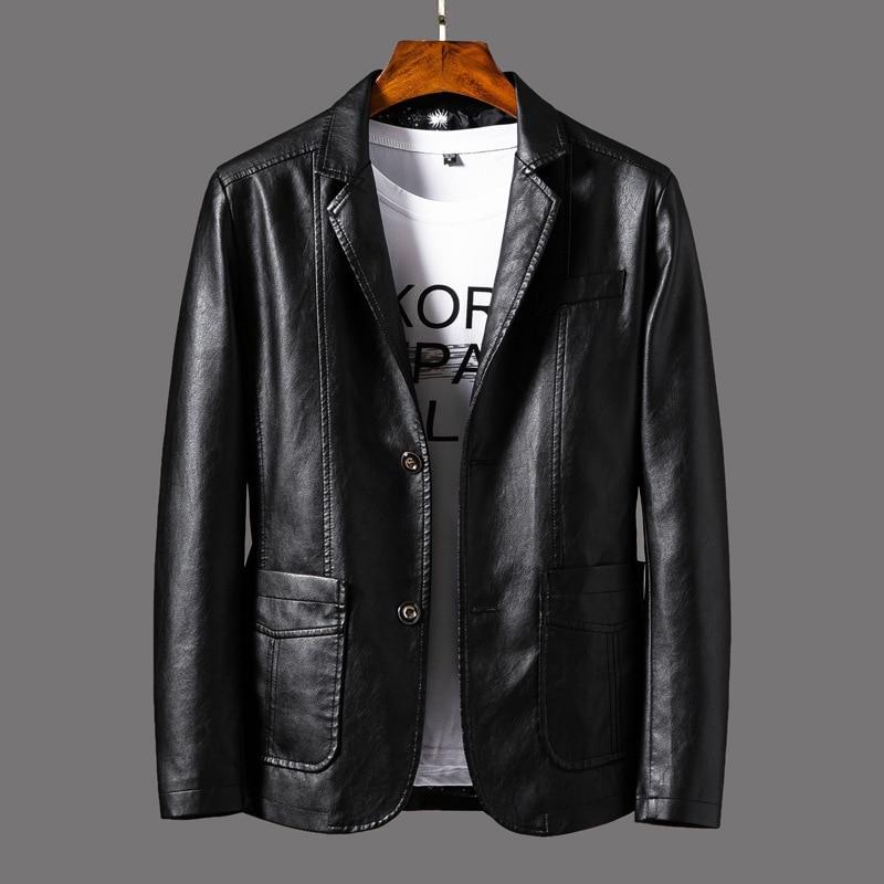 Herren Blazerjacke Im Lederlook Mit Modernem Schnitt