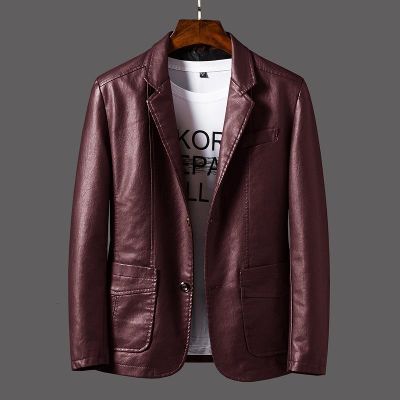 Herren Blazerjacke Im Lederlook Mit Modernem Schnitt